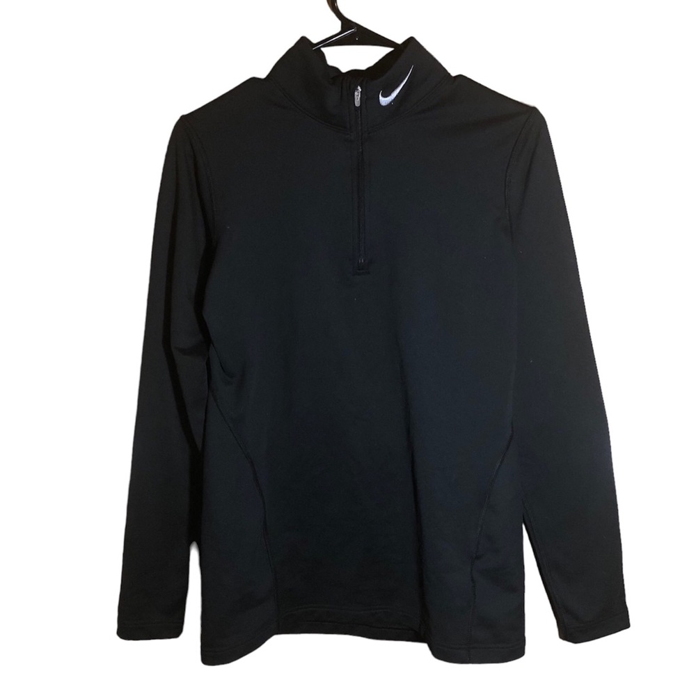 Nike Dri-Fit Black 1/4 Zip Sweatshirt Workout Athlesure Size Large